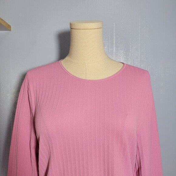 PINK Victoria's Secret XXL Bright Pink Open Back Yoga Workout Longsleeve T-Shirt - Picture 2 of 10